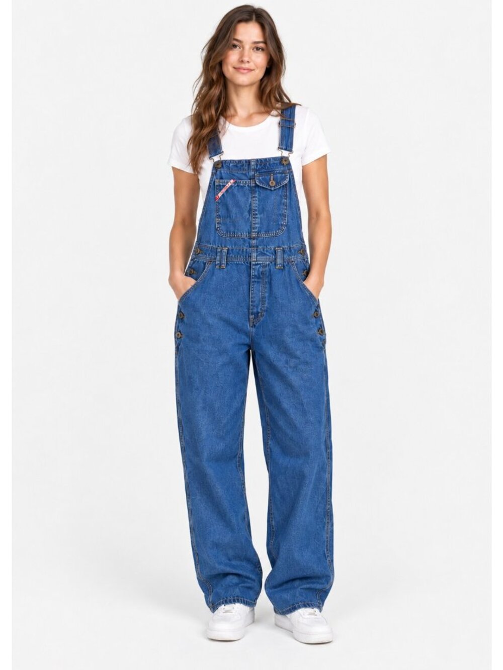Vintage 90s Unionbay Denim Overalls XL Blue Carpenter Bib Wide Leg Hong Kong